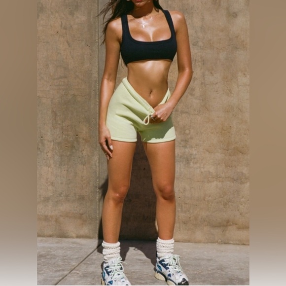 Joah Brown Lime Green Sweat Shorts